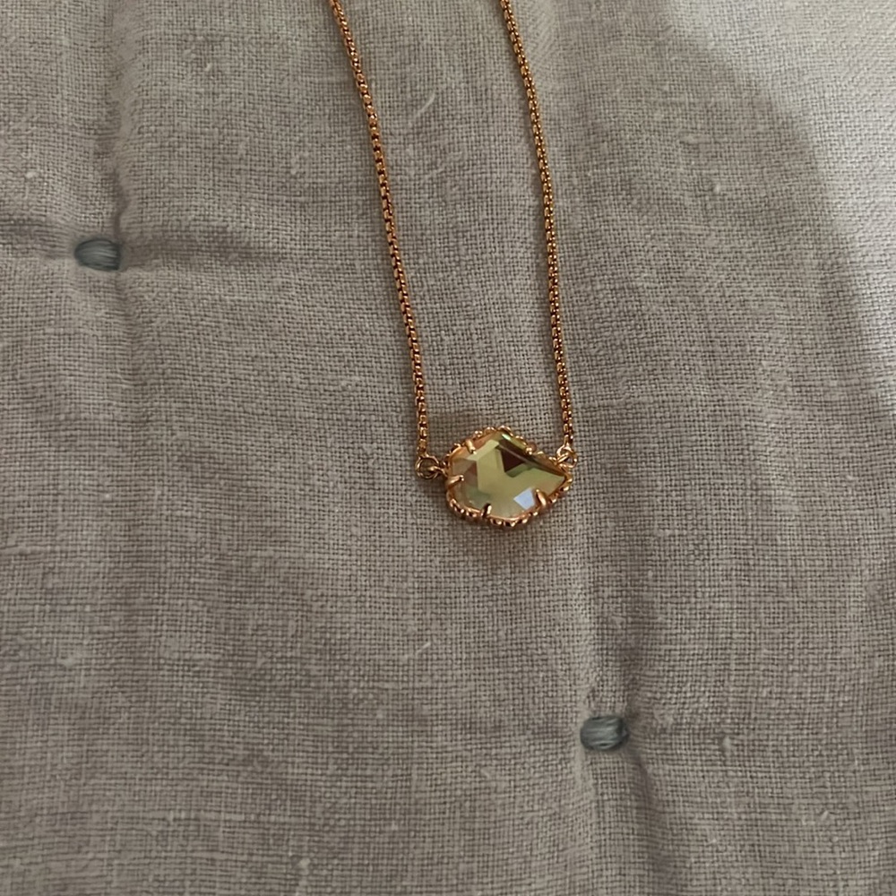 Kendra Scott Rose Gold Necklace with Light Green Stone - Picture 2 of 2